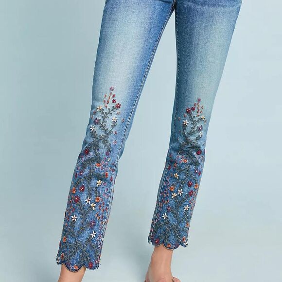 Anthropologie Driftwood Boho Embroidered Candace Jeans - Picture 7 of 8